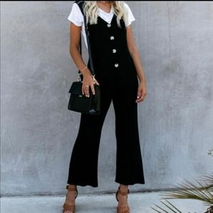 NWT vici la barista button down jumpsuit black